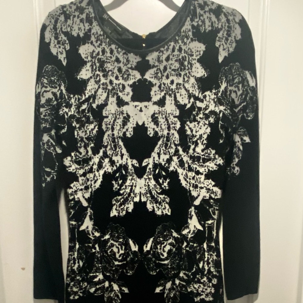 INC International Concepts Black and White Long Sleeve Dress